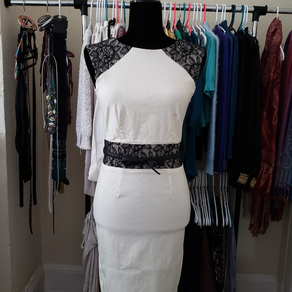 ASOS Cream and black lace dress